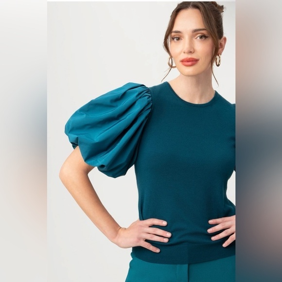 Trina Turk 100% Wool Rhea Pullover in Bethesda Blue Size‎ XXL - Picture 5 of 11